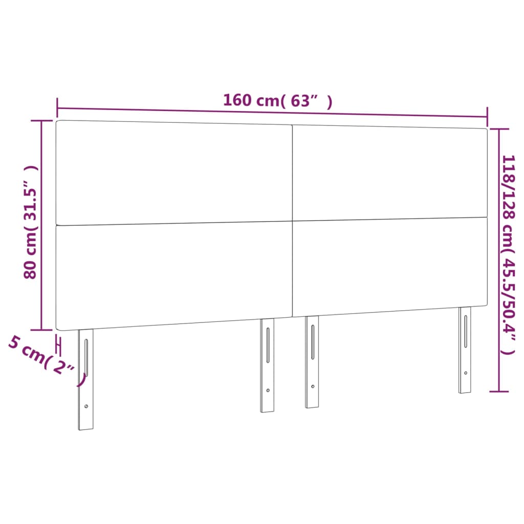 vidaXL LED горна табла за легло, капучино, 160x5x118/128 см