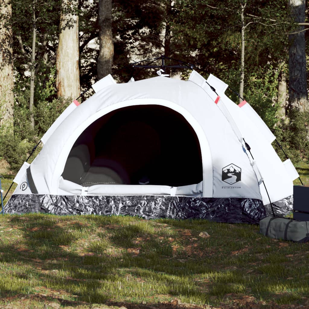 vidaXL Къмпинг палатка 4-местна бял блекаут тъкан бързо освобождаване