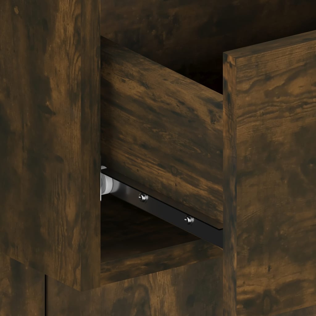 vidaXL Нощно шкафче за стенен монтаж, опушен дъб