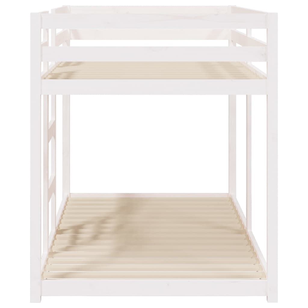vidaXL Двуетажно легло, бяло, 90x190 см, борово дърво масив