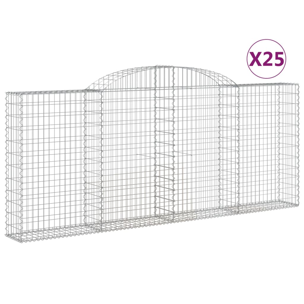 vidaXL Габионни кошници арка 25 бр 300x30x120/140см поцинковано желязо