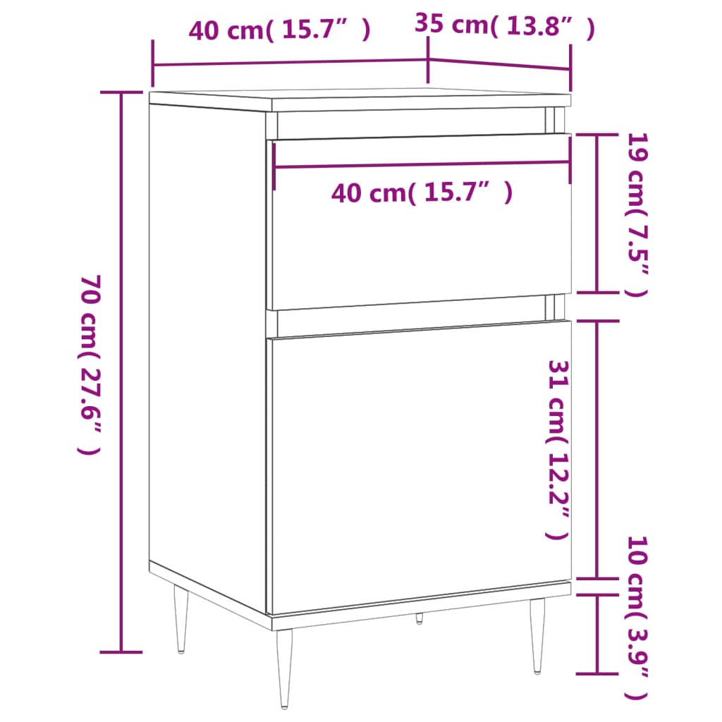 vidaXL Бюфет бетонно сив 40x35x70 см инженерно дърво