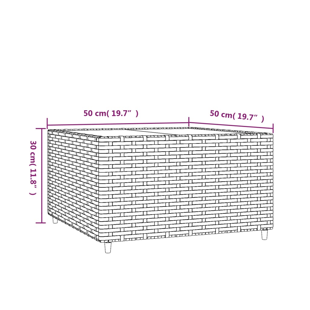 vidaXL Квадратна градинска масичка за кафе кафява 50x50x30см полиратан