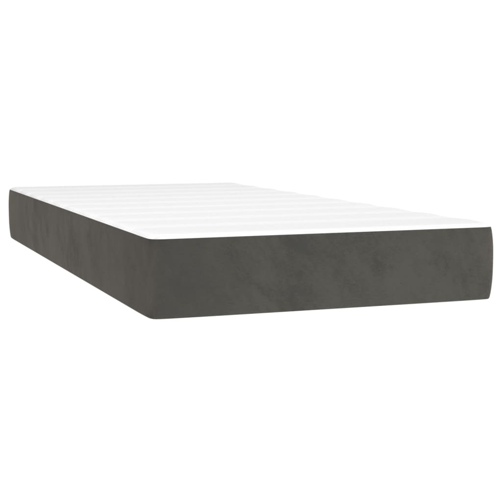 vidaXL Боксспринг легло с матрак, тъмносиво, 90x200 см, кадифе