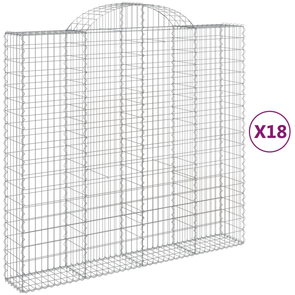 vidaXL Габионни кошници арка 18 бр 200x50x180/200см поцинковано желязо