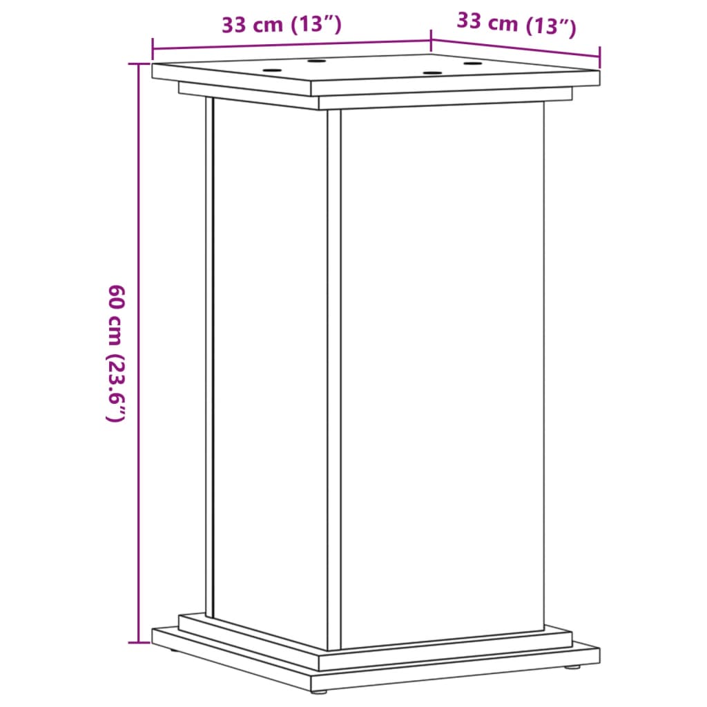 vidaXL Поставка за растения, опушен дъб, 33x33x60 см, инженерно дърво