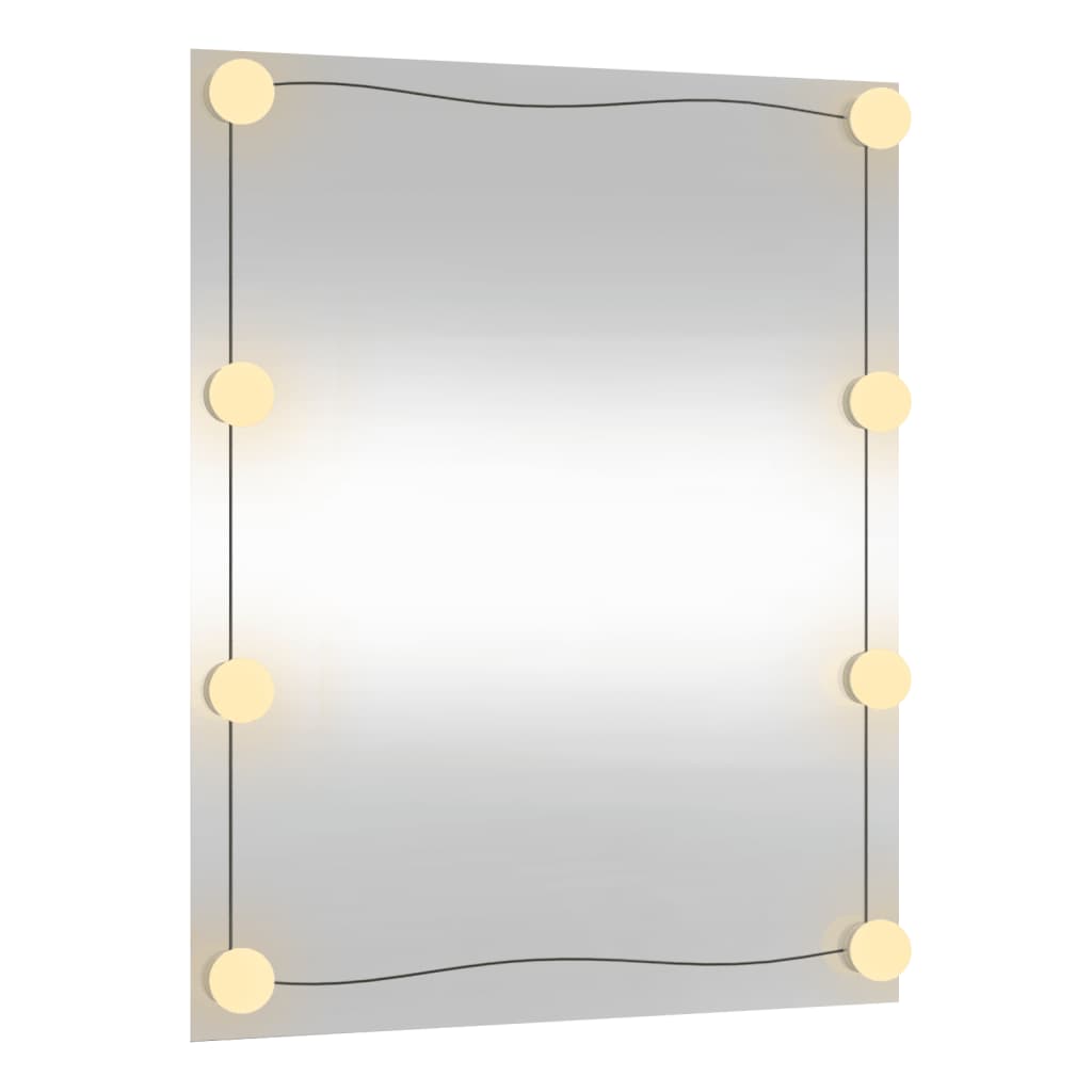 vidaXL Стенно огледало с LED лампи 50x60 см стъкло правоъгълно
