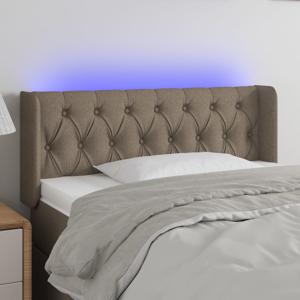 vidaXL LED горна табла за легло, таупе,93x16x78/88 см, плат