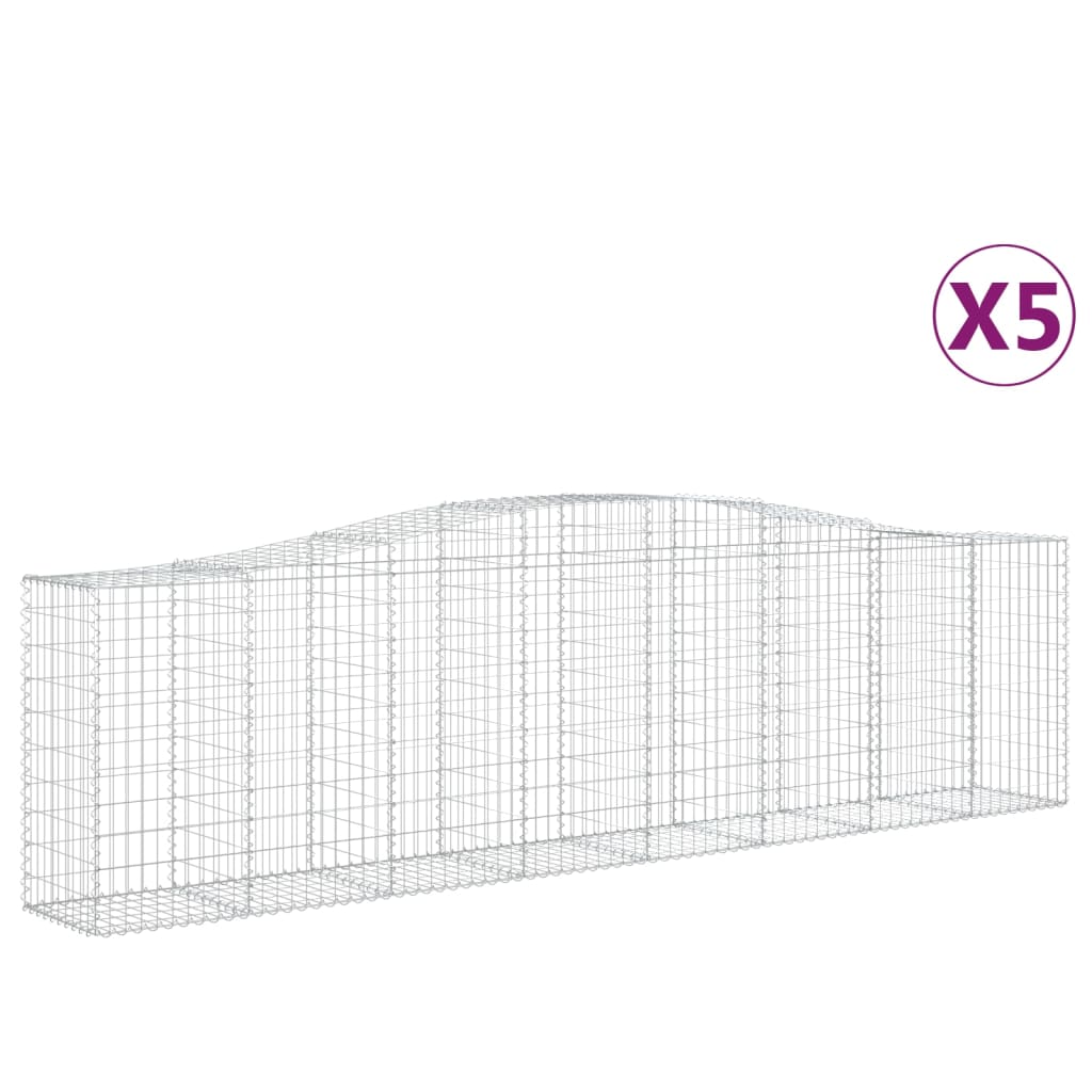 vidaXL Габионни кошници арка 5 бр 400x50x100/120 см поцинковано желязо