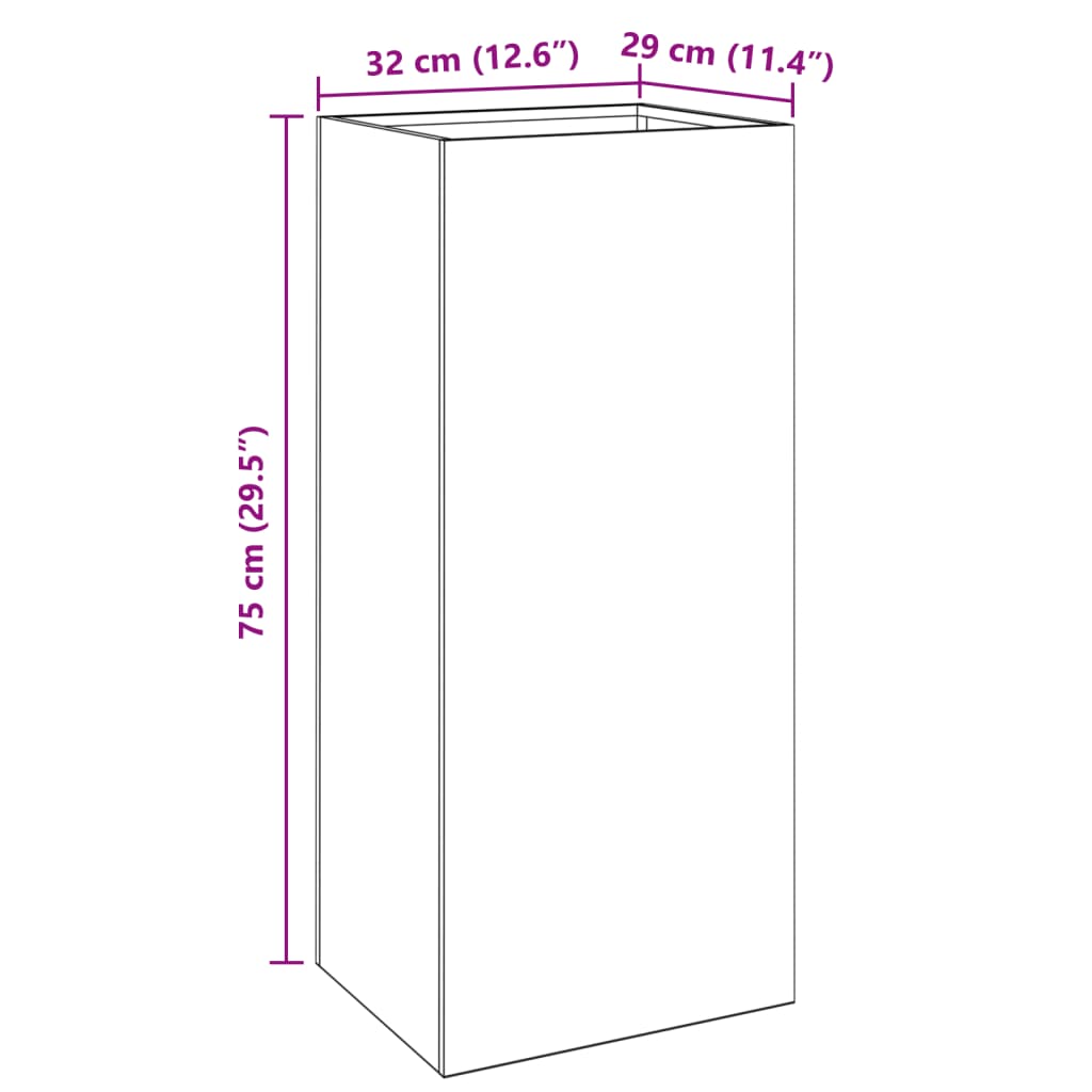 vidaXL Кашпа, антрацит, 32x29x75 см, студеновалцувана стомана