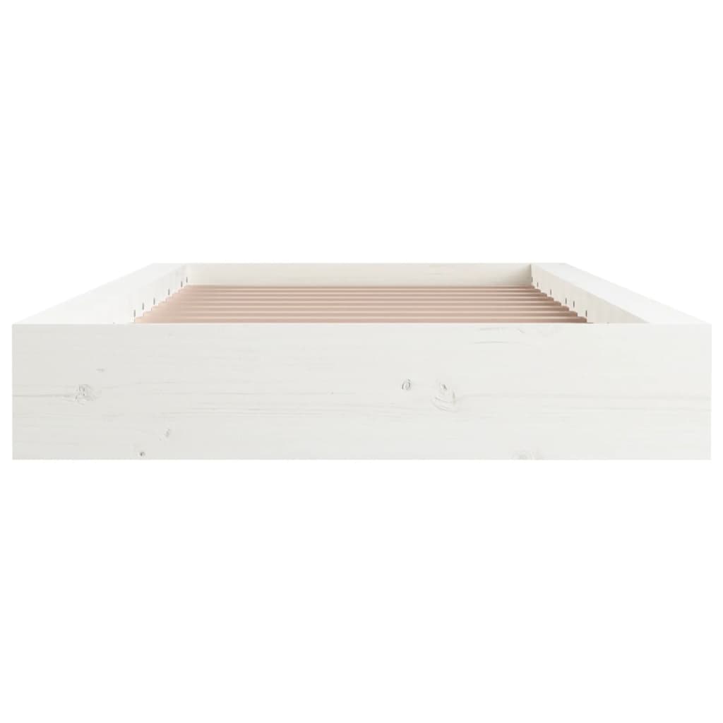 vidaXL рамка за легло бяло 90x190 см Small Single дърво масив