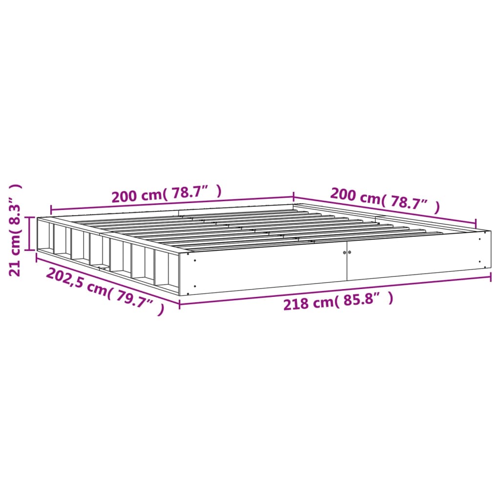 vidaXL Рамка за легло без матрак, восъчнокафяв, 200x200 см, бор масив