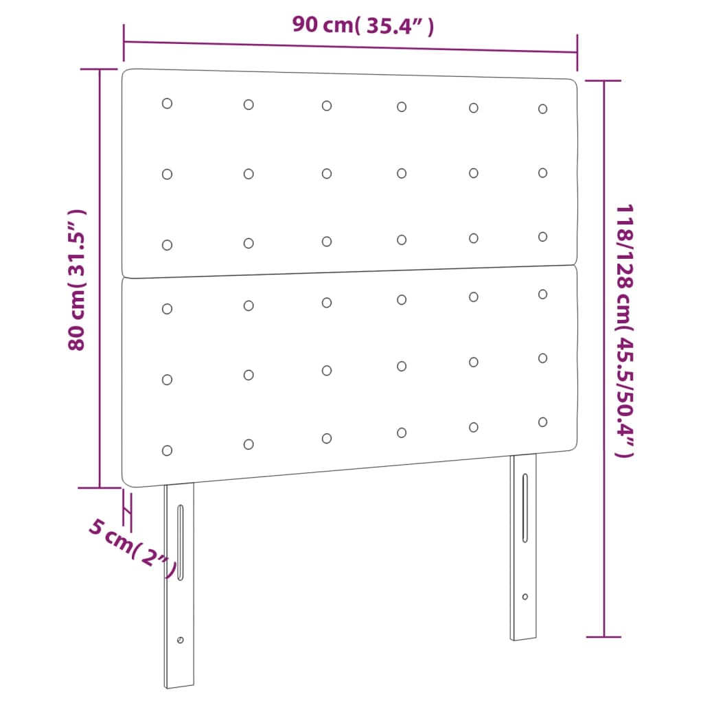 vidaXL Горни табли за легло, 2 бр, светлосиви,90x5x78/88 см, плат