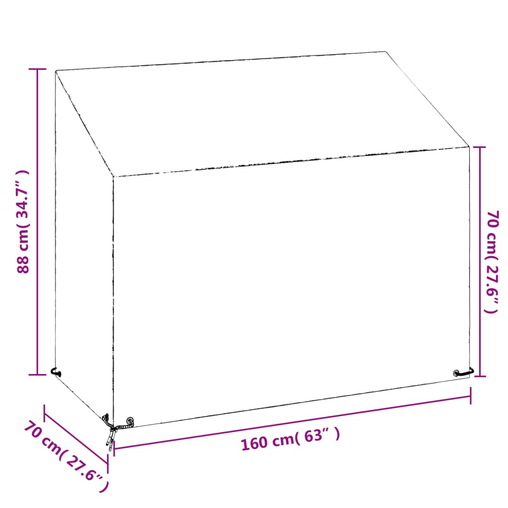 vidaXL Калъф за градинска пейка 8 отвора 160x70x70/88 см полиетилен