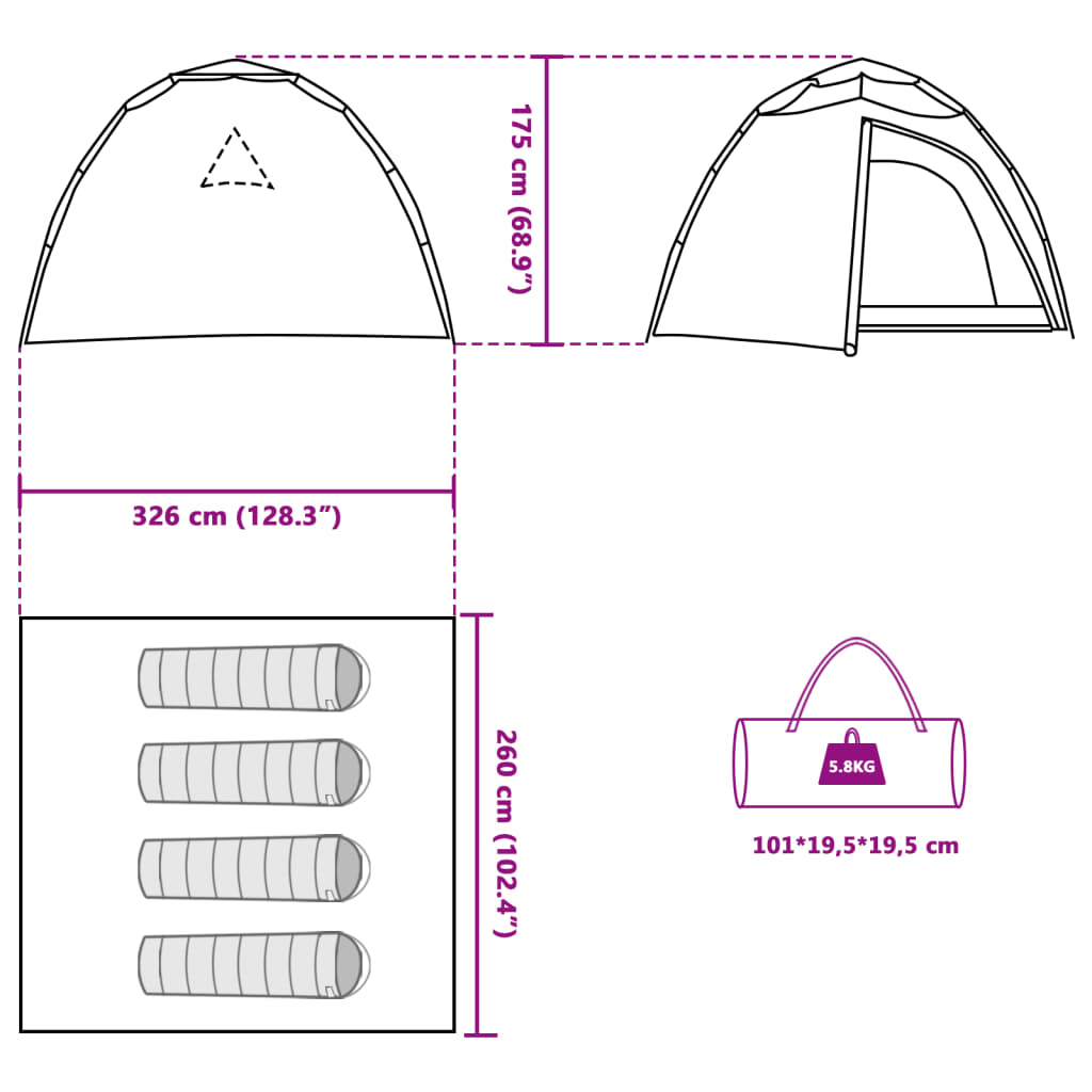 vidaXL Къмпинг палатка куполна 4 души бял блекаут бързо освобождаване