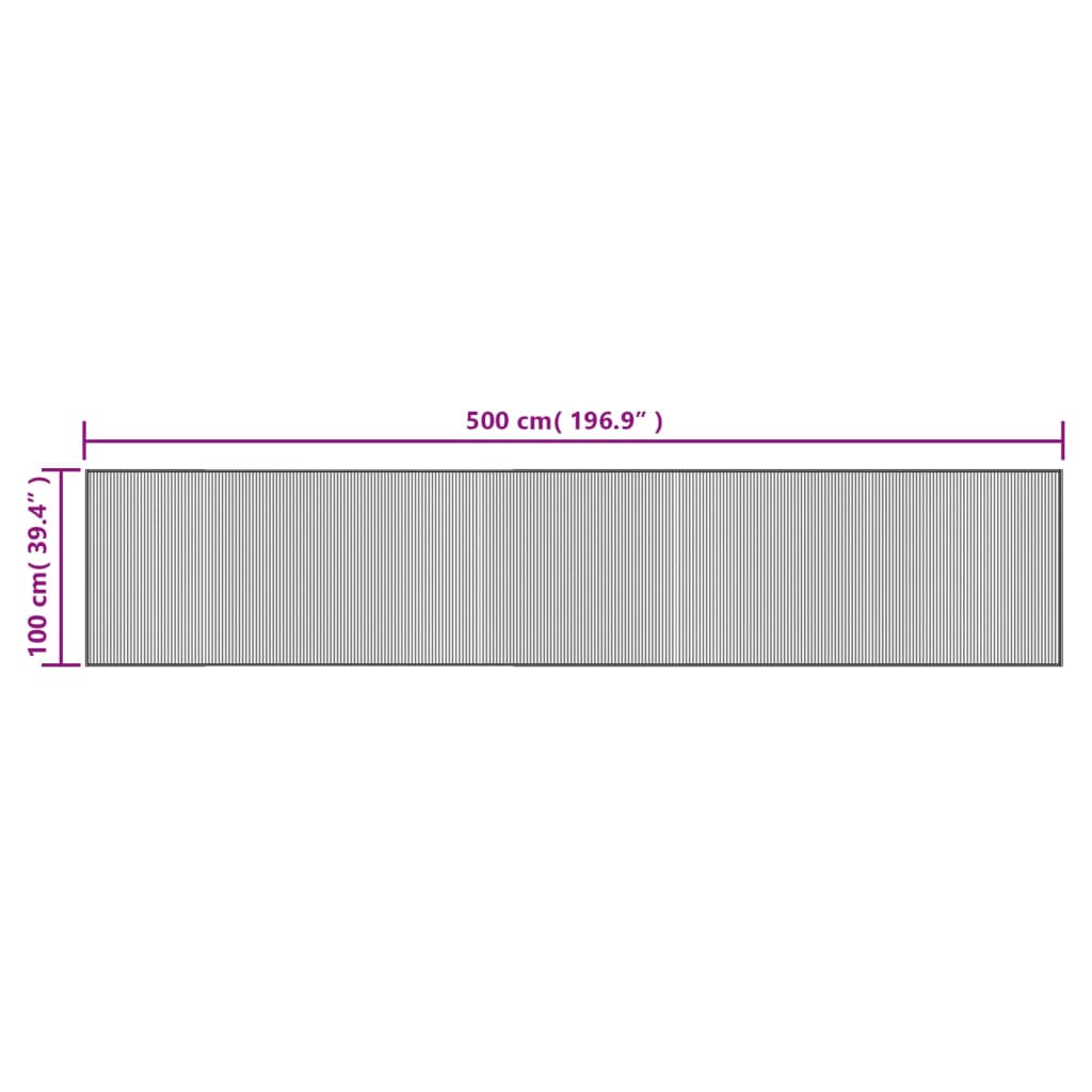 vidaXL Килим, правоъгълен, кафяв, 100x500 см, бамбук