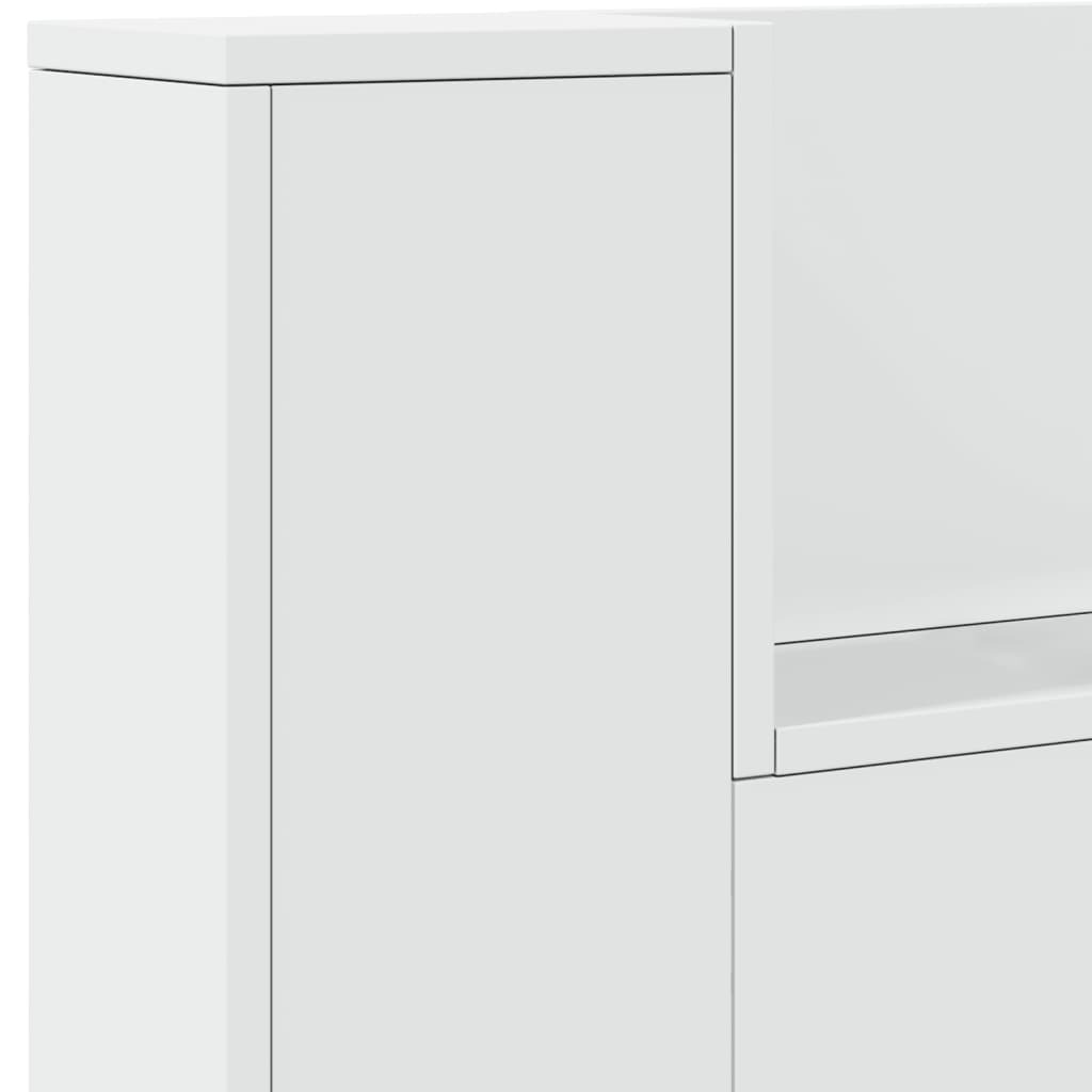 vidaXL Табла шкаф с LED, бял, 220x16,5x103,5 см