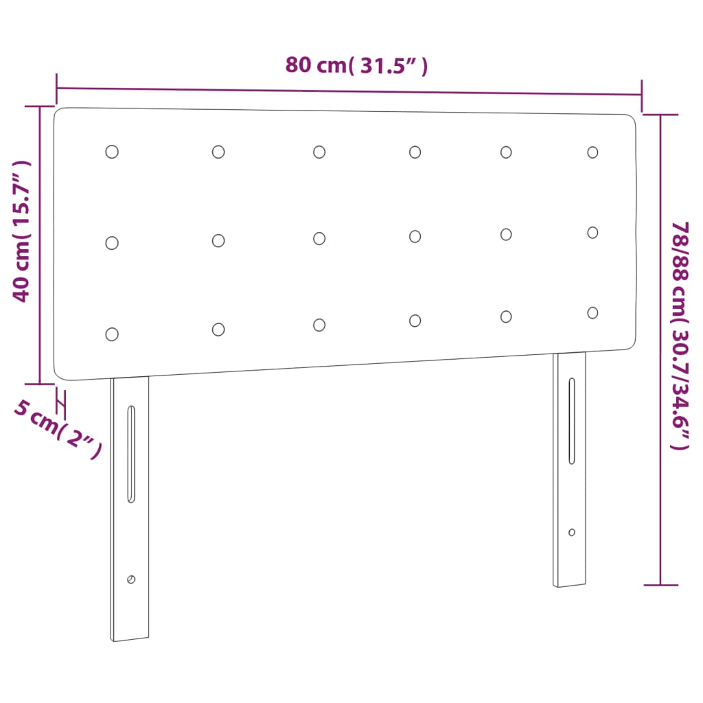 vidaXL LED горна табла за легло, тъмносиня, 80x5x78/88 см, кадифе