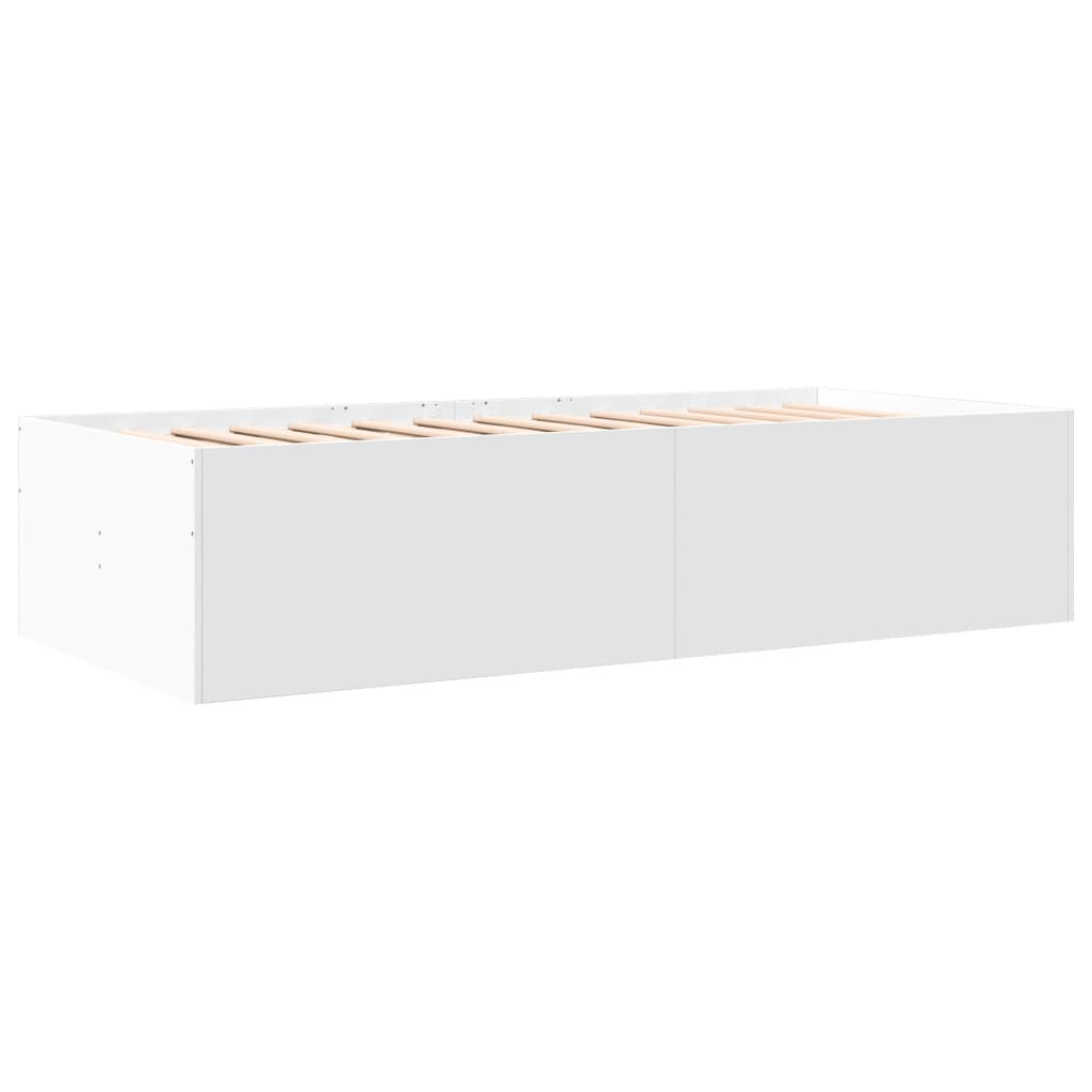 vidaXL Дневно легло с чекмеджета, бяло, 90x190 см, инженерно дърво