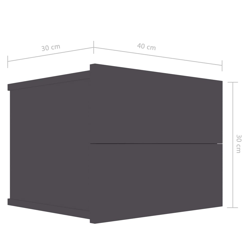 vidaXL Нощно шкафче, сиво, 40x30x30 см, ПДЧ
