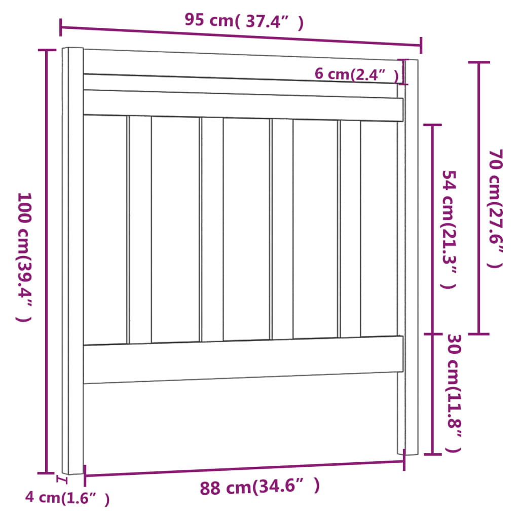 vidaXL Горна табла за легло, 95x4x100 см, бор масив