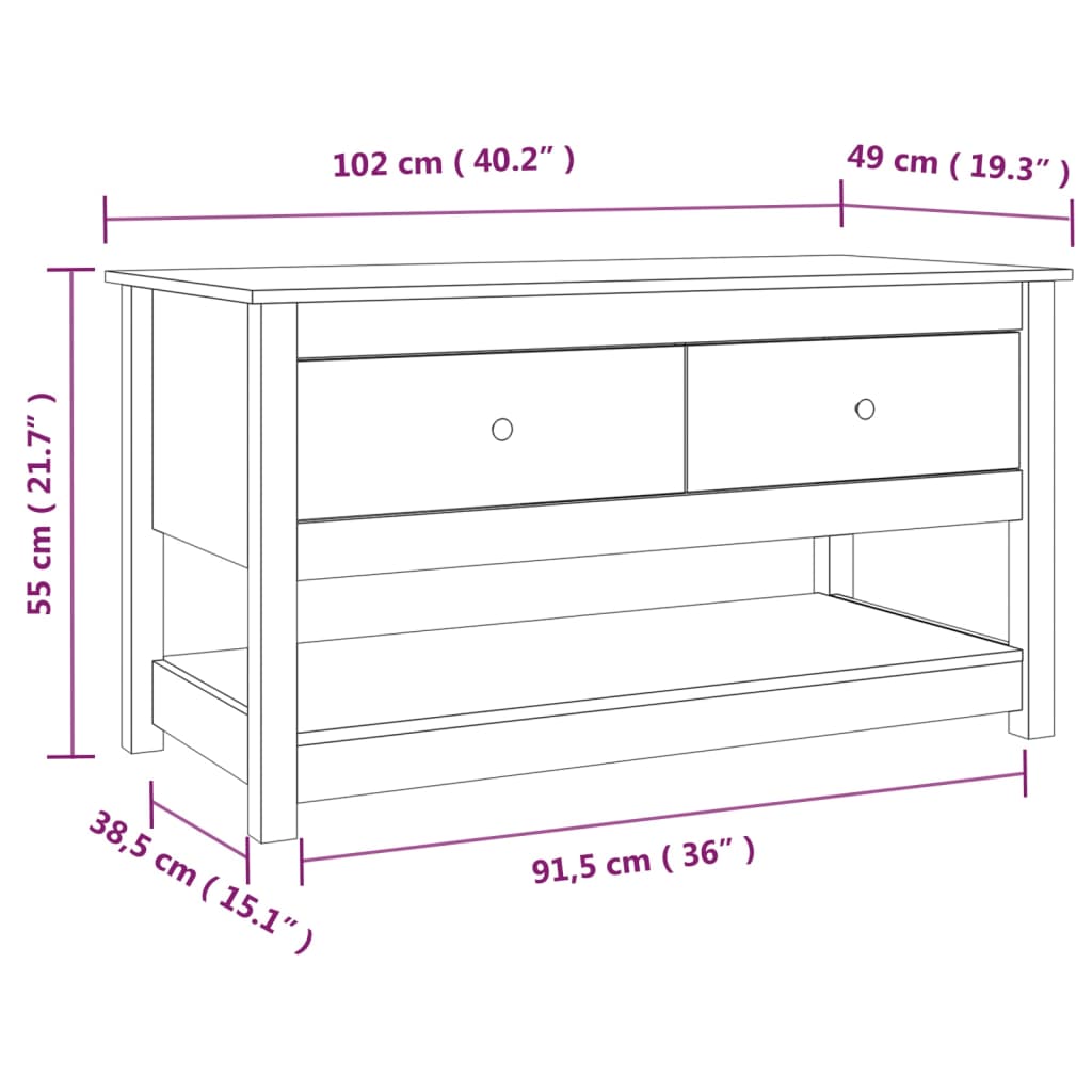 vidaXL Кафе маса, Сиво, 102x49x55 см, борово дърво масив