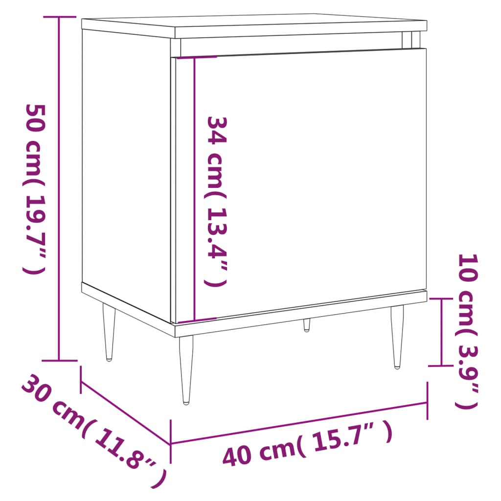 vidaXL Нощно шкафче, кафяв дъб, 40x30x50 см, инженерно дърво