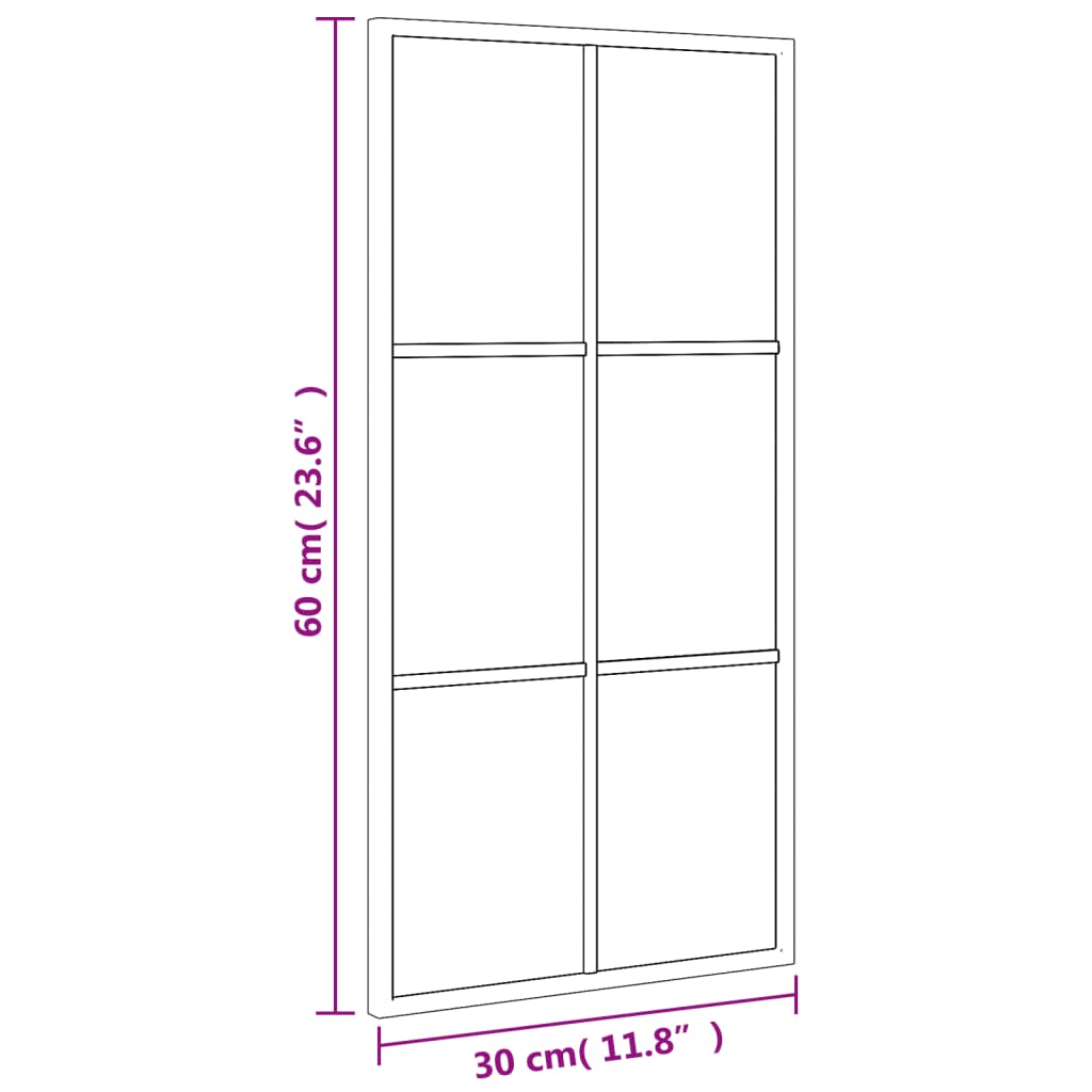 vidaXL Стенно огледало, черно, 30x60 см, правоъгълно, желязо