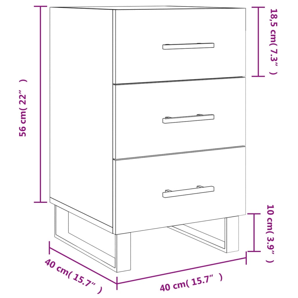 vidaXL Нощно шкафче, опушен дъб, 40x40x66 см, инженерно дърво