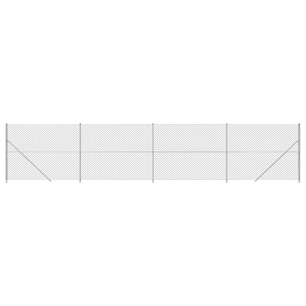 vidaXL Плетена оградна мрежа с фланец, сребриста, 1,8x10 м