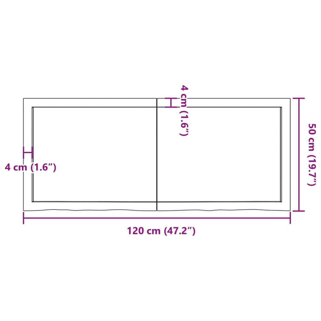 vidaXL Плот за баня тъмнокафяв 120x50x(2-4)см обработено масивно дърво