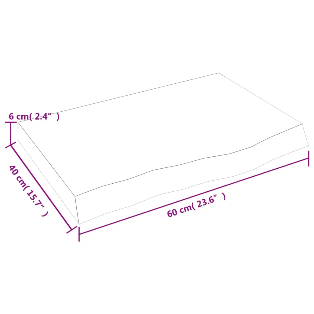 vidaXL Плот за баня тъмнокафяв 60x40x(2-6) см обработено масивно дърво