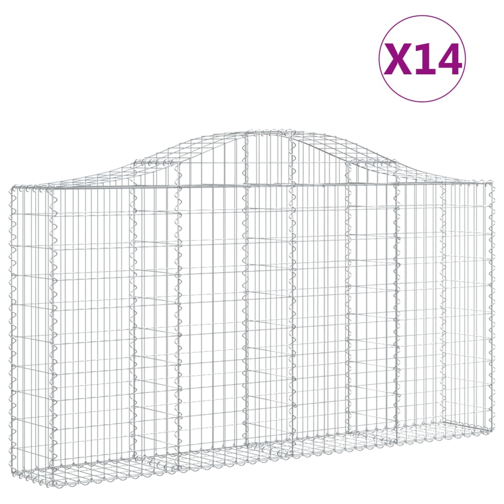 vidaXL Габионни кошници арка 14 бр 200x30x100/120см поцинковано желязо