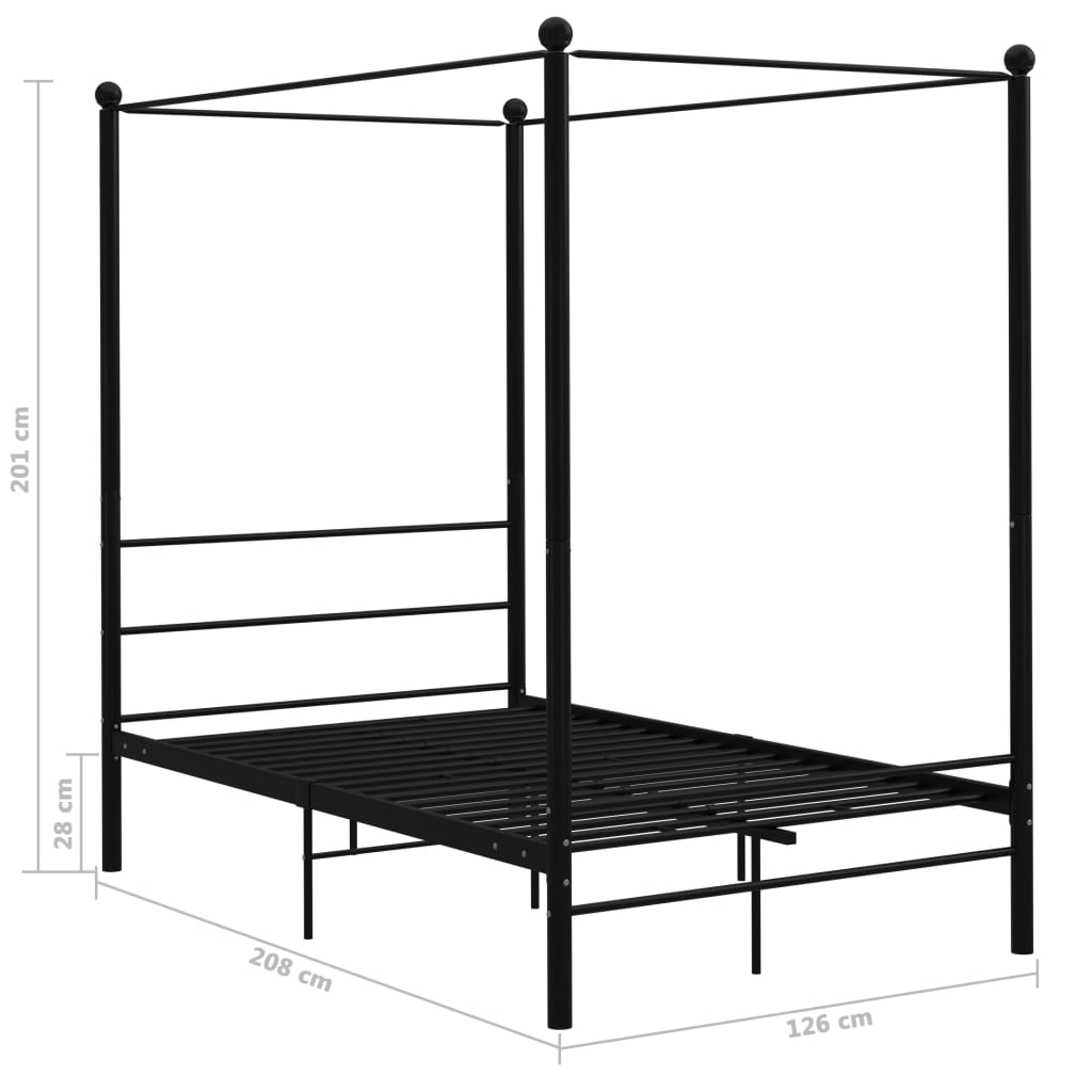 vidaXL Рамка за легло с балдахин, черна, метал, 120x200 cм