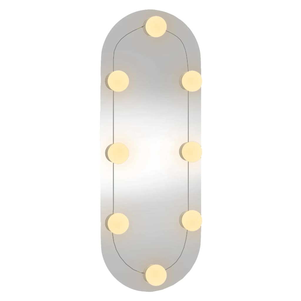 vidaXL Стенно огледало с LED лампи 20x50 см стъкло овално