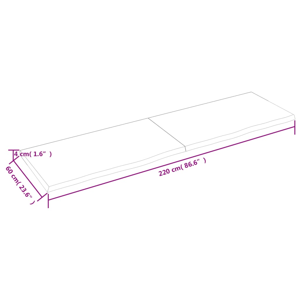 vidaXL Плот за баня светлокафяв 220x60x(2-4) см обработено дърво масив