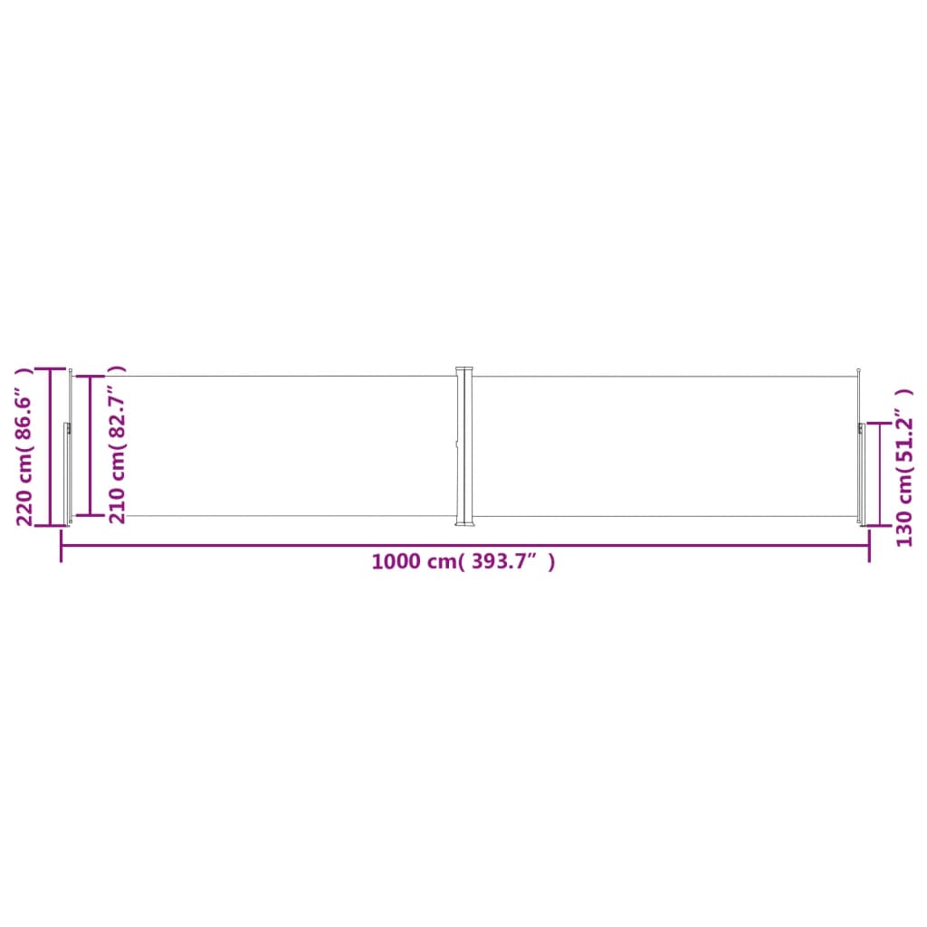 vidaXL Прибираща се странична тента, червена, 220x1000 см