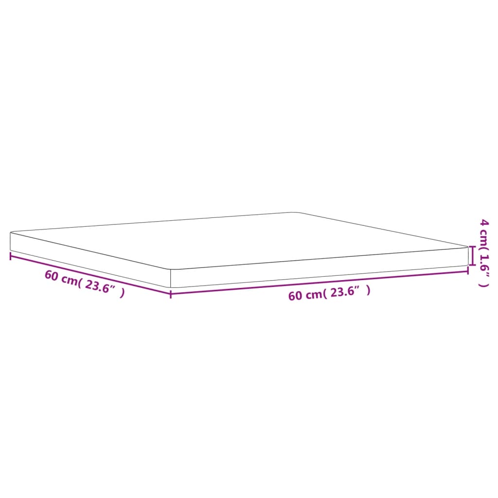 vidaXL Плот за маса 60x60x4 см квадратен масивен бук