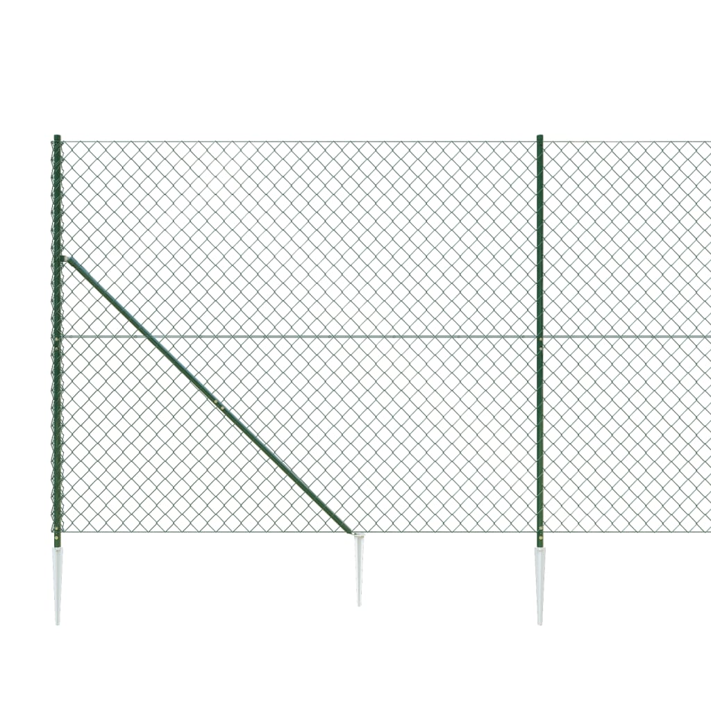 vidaXL Плетена оградна мрежа с шипове, зелена, 1,6x25 м