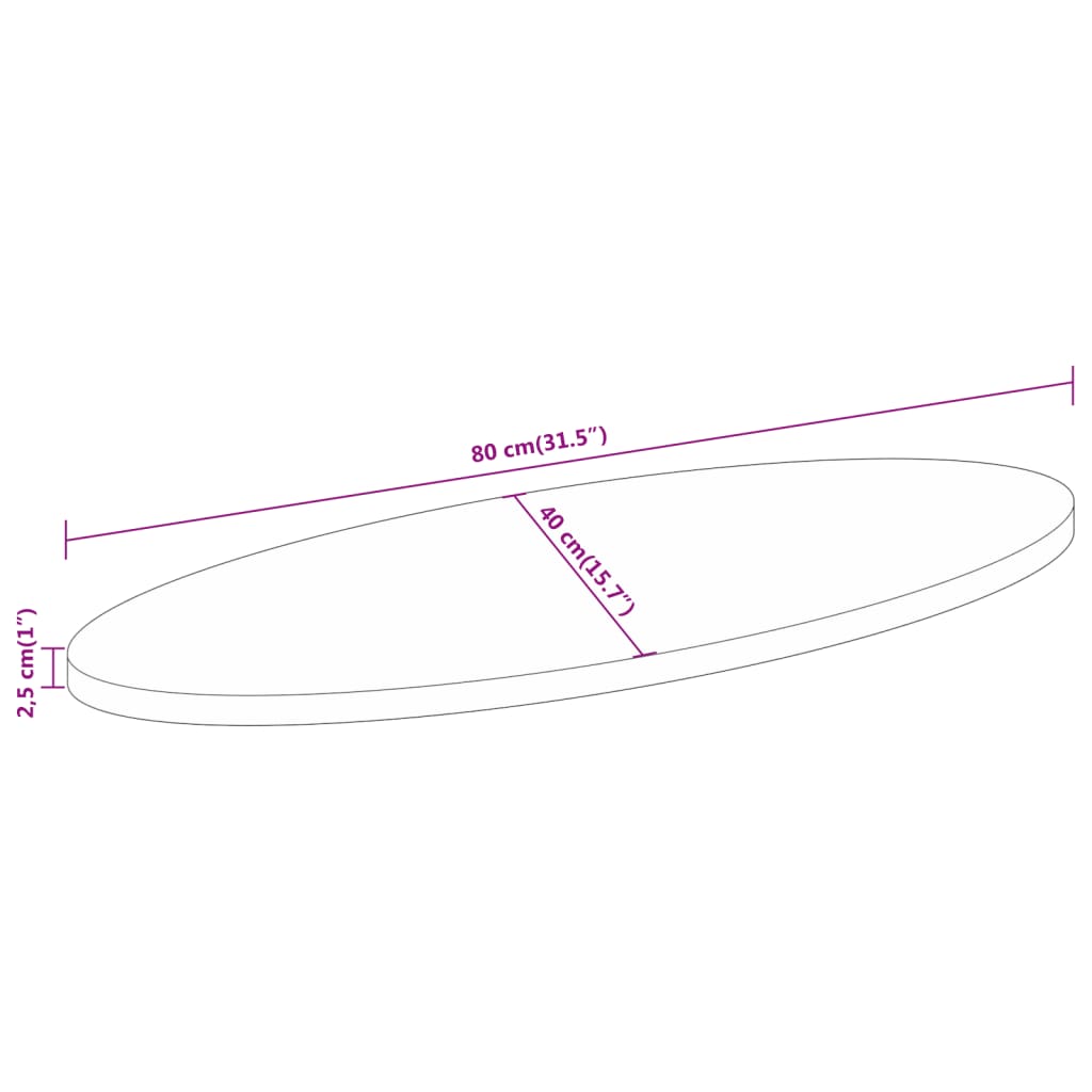 vidaXL Плот за маса, 80x40x2,5 см, овален, масивно дърво манго