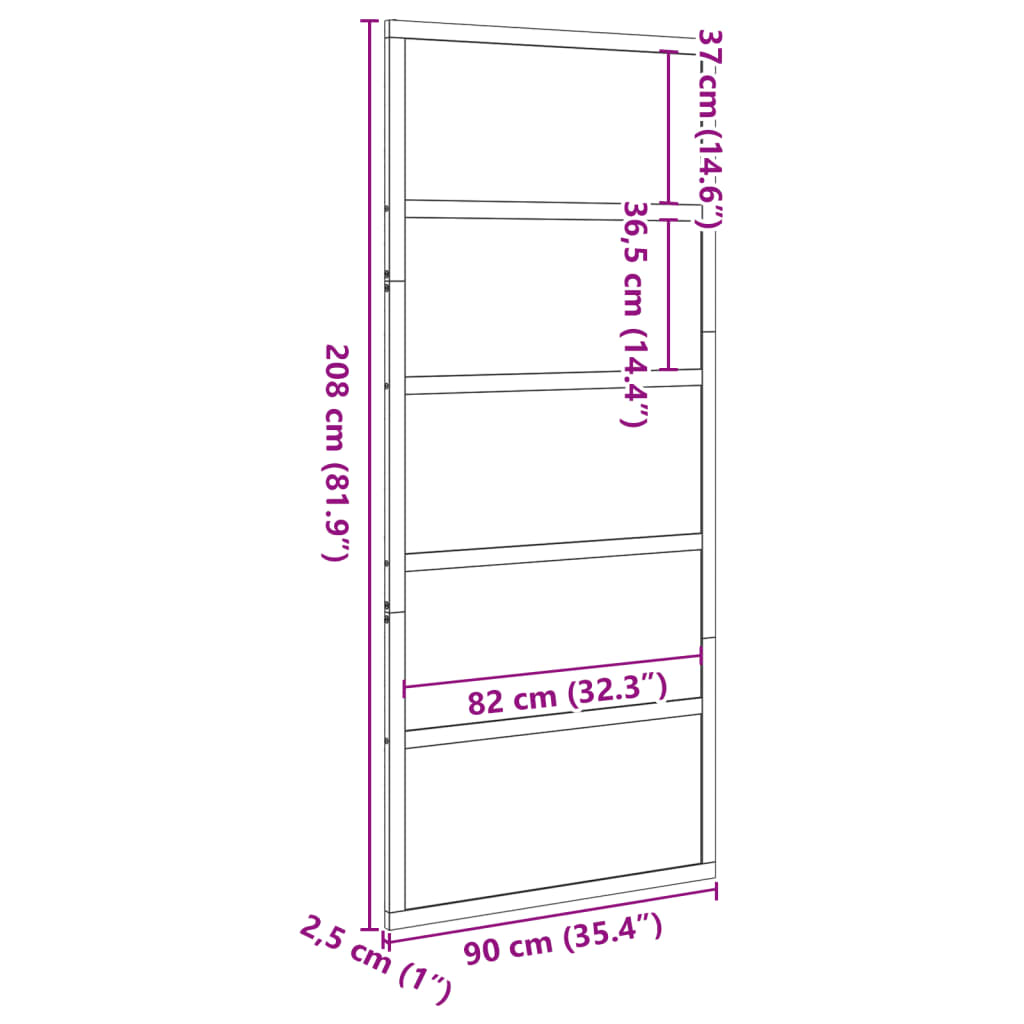 vidaXL Плъзгаща се врата бяла 90x208 см масивно борово дърво