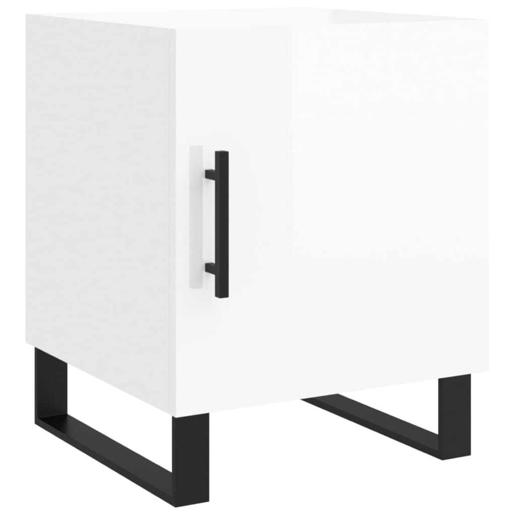 vidaXL Нощни шкафчета 2 бр бял гланц 40x40x50 см инженерно дърво