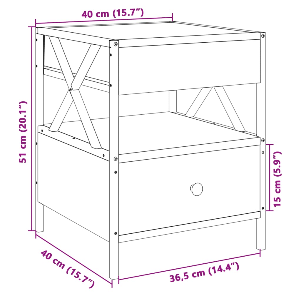 vidaXL Маса за кафе с Infinity LED, опушен дъб, 40x40x51 см