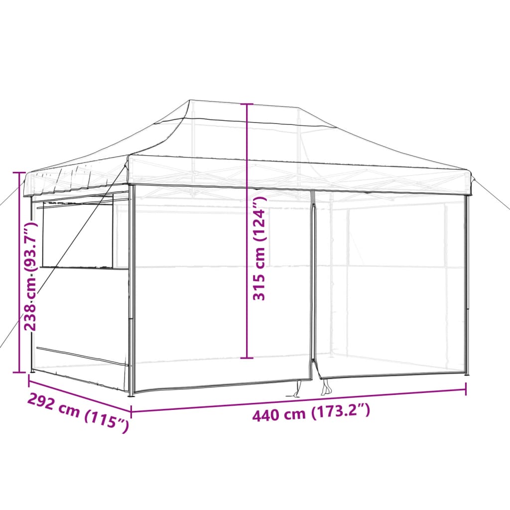 vidaXL Сгъваема парти шатра pop-up с 4 странични стени теракота