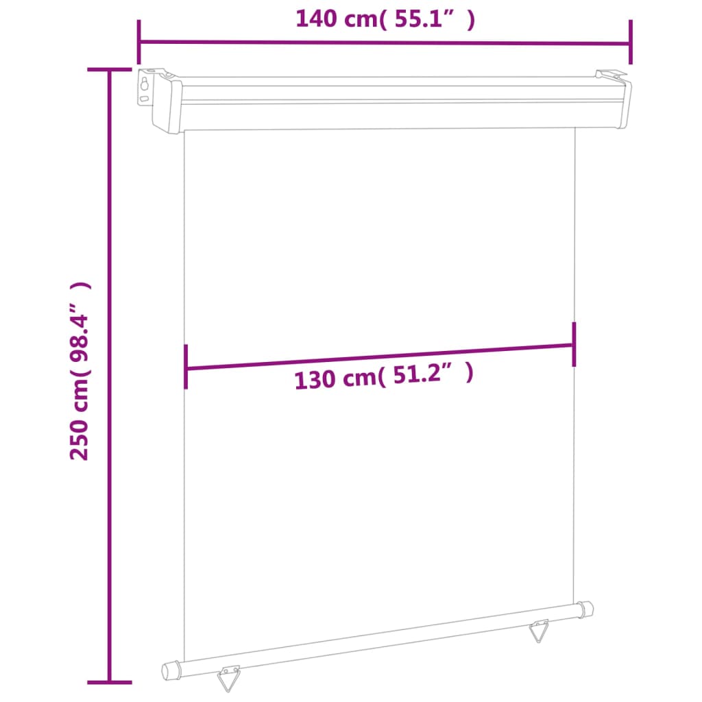 vidaXL Вертикална тента за балкон, 145x250 см, кафява