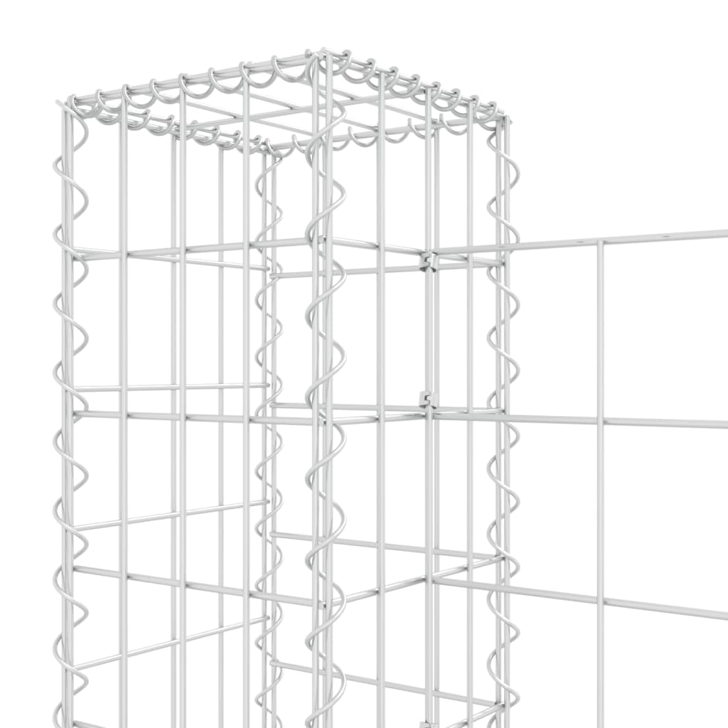 vidaXL U-образна габионна кошница с 3 стълба, желязо, 260x20x100 см