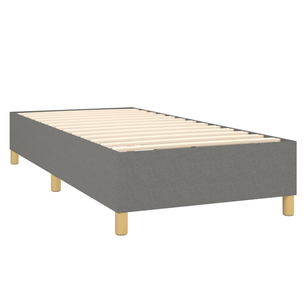 vidaXL Боксспринг легло с матрак, тъмносив, 90x190 см, плат