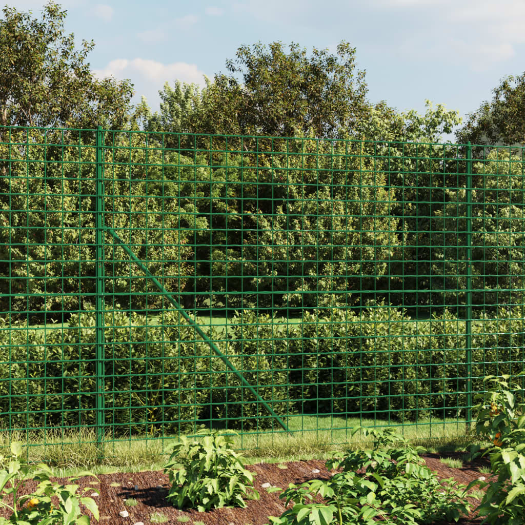 vidaXL Ограда от телена мрежа зелена 2,2x25 м поцинкована стомана