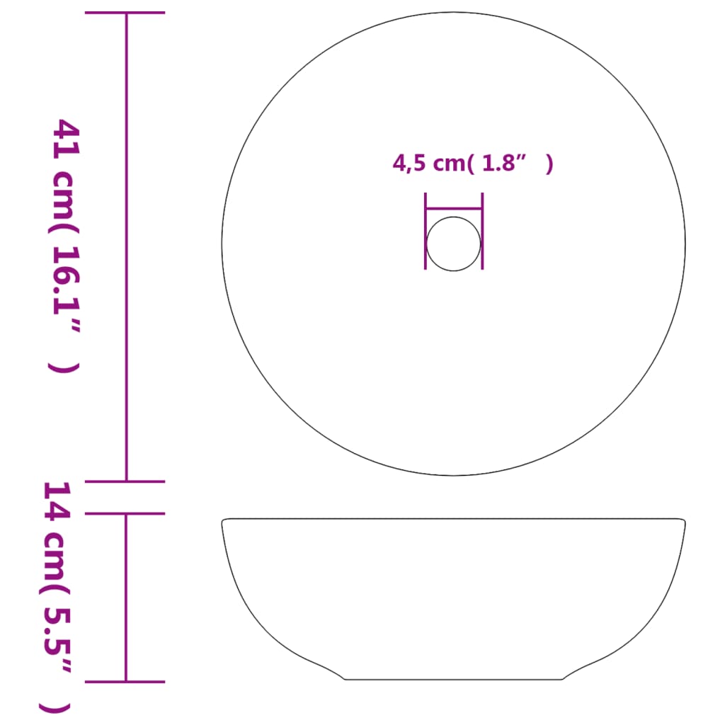 vidaXL Мивка за плот, бяло и синьо, кръгла, Φ41x14 см, керамика