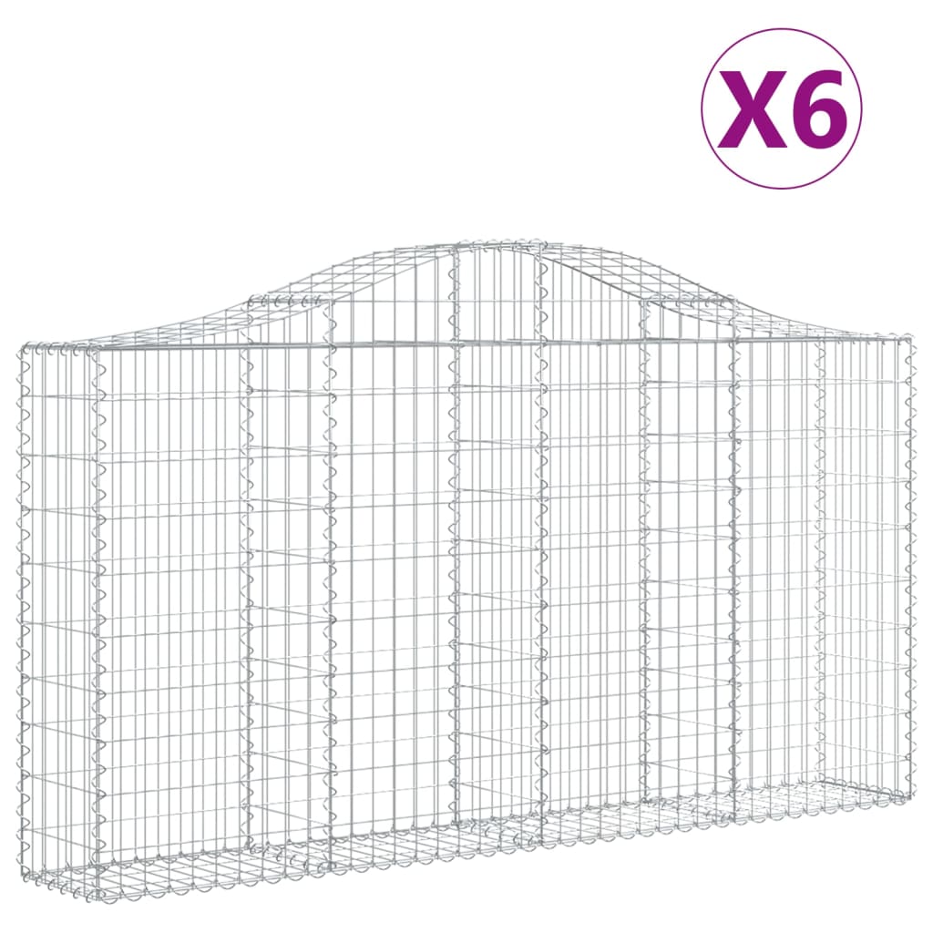 vidaXL Габионни кошници арка 6 бр 200x30x100/120 см поцинковано желязо